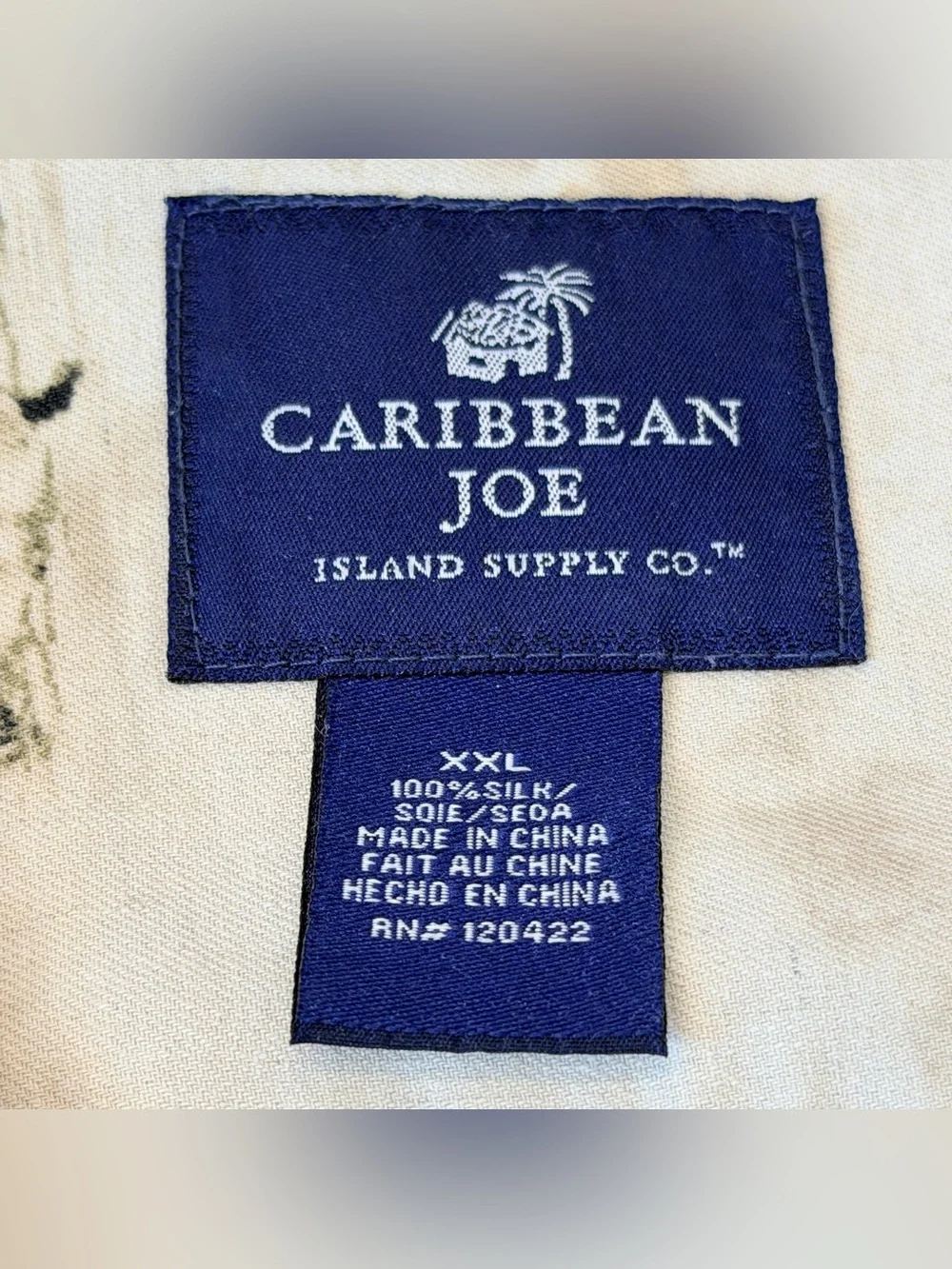 Caribbean Joe Mens XXL 100% Silk Hawaiian Camp Shirt Tropical Beach Aloha